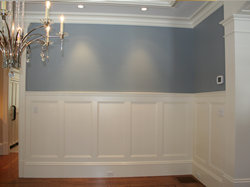 Custom wainscot, chair rail, and crown moulding